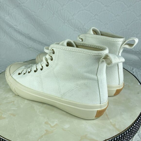 J. Crew Classic High Top Sneakers Women Sz 6 Ivory Canvas Lace Up Comfort Shoes - Picture 7 of 13